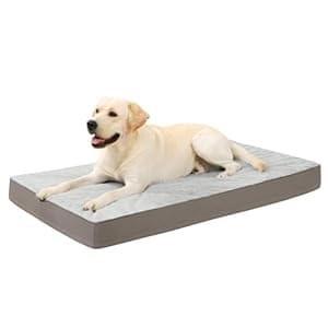 KSIIA Orthopedic Crate Bed – Plush Washable Dog Bed with Egg Crate Foam and Removable Cover, 35 x 22 Inch, Gray