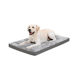 Dog Bed for Crate Washable Dog Beds Large Sized Plush Kennel Pad Pet Sleeping Mat with Anti-Slip Bottom, 35×22 Inch, Grey