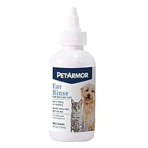 PetArmor Ear Rinse for Dogs & Cats, 4 oz, Cleans Dirt, Yeast, Wax, and Bacteria from Pet’s Ears, Easy to Squeeze Bottle