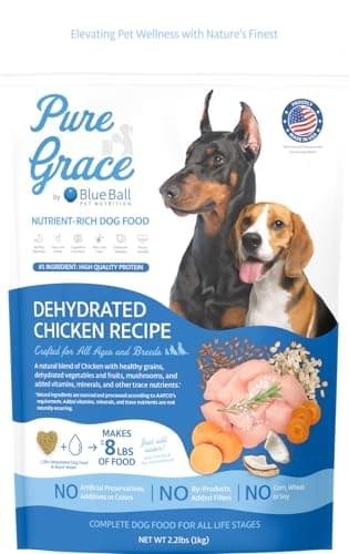 Pure Grace Dehydrated Dog Food, Complete & Balanced - Chicken Recipe 2.205lbs (Makes 8lbs)
