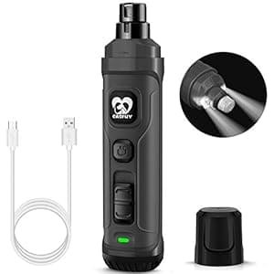Casfuy Dog Nail Grinder with 2 LED Light – New Version 2-Speed Powerful Electric Pet Nail Trimmer Professional Quiet Painless Paws Grooming & Smoothing for Small Medium Large Dogs and Cats (Grey)
