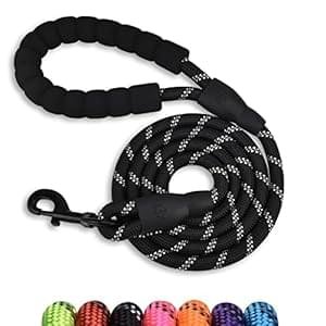 5/6 FT Strong Pet Dog Leash with Soft Padded Handle,Highly Reflective Rope for Night Walking,360-Degree Rotating Metal Buckle Without Tangles,Suitable for Small,Medium and Large Dogs.(5ft)