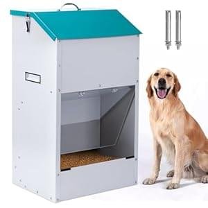 Automatic Dog Feeder for Large Dogs Outdoor 50Lbs Dog Food Dispenser Dog Feeding Station Galvanized Gravity Feeder Pet Feeder for Large Breed (50lbs)