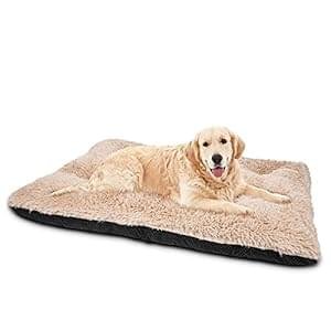 JOEJOY Ultra Soft Calming Dog Bed, Washable Anti-Slip Kennel Mat for Large Medium Small Dogs, 40″ x 27″, Beige