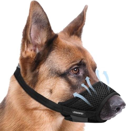 Dog Muzzle, Soft Muzzle for Small Medium Large Sized Dog to Anti & Prevent Biting Barking Chewing, Soft Grooming Muzzle for German Shepherd with Adjustable Strap, Allows Panting and Drinking (Black,M)