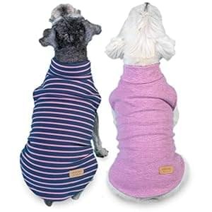 KYEESE 2Pack Turtleneck Stretchy Sweater, Super Soft Cold Weather Coat, Sleeveless Fleece Vest for Small Dogs Puppy, Purple, S