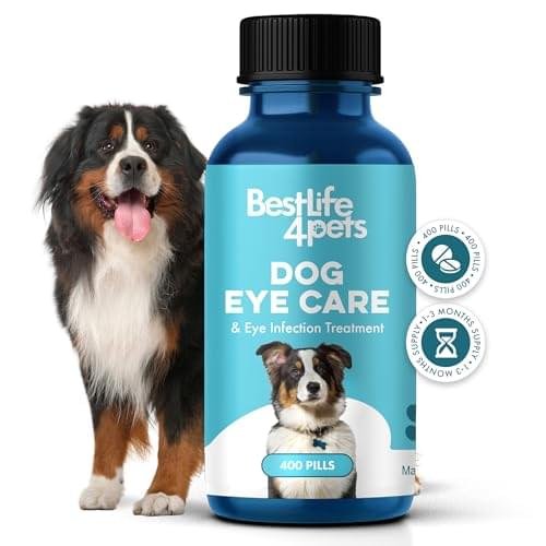 BestLife4Pets Dog Eye Care & Infection Treatment, Natural Dog Supplements for Conjunctivitis, Swelling, Dry Eyes and Discharge, Easy to Use, No More Struggle with Canine Drops, 400 Small Pills