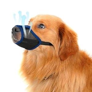 Dog Muzzle, Soft Mesh Muzzle for Small Medium Large Dogs,Chihuahua German Shepherd Bulldog,Breathable and Drinkable Muzzle Cover, Adjustable Anti-Fall Bite Barking Chewing Muzzle (Blue(M))