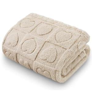 Luciphia Small Dog Blanket Washable Pet Bed Cover Soft Fluffy Puppy Couch Protector with Premium Fleece Cozy Calming Cat Blankets for Indoor Cats Beige 30×20 inch