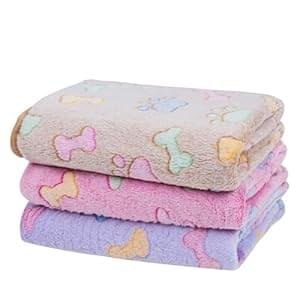 Dono 1 Pack 3 Dog Blankets, Soft Fluffy Fleece Pet Blanket Warm Sleep Mat Paw Print Design Puppy Kitten Throw Blanket Doggy Mat Blanket for Dogs