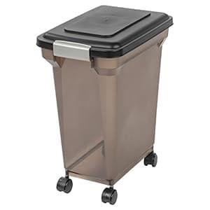 IRIS USA WeatherPro Airtight Dog Food Storage Container, Up to 22 lbs, Attachable Wheels, For Dog Cat Bird and Other Pet Food Storage Bin, Keep Fresh, Easy Mobility, BPA Free, Smoke