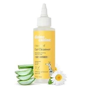 Dog Ear Cleaner – 4 Fl Oz of Dog Ear Wash – Drops to Dissolve Wax, Combat Odor, and Support Healthy Ears – Made with Chamomile, Honey, and Aloe – Made in The USA