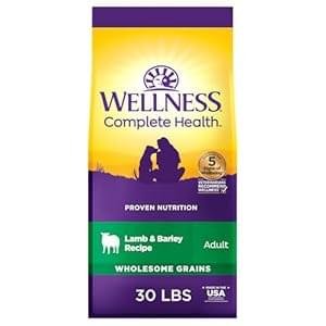 Wellness Complete Health Dry Dog Food, Wholesome Grains, Natural, Lamb & Barley Recipe, (30-Pound Bag)