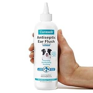 Curaseb Dog Ear Infection Treatment Solution – Soothes Itchy & Inflamed Ears – Cleans Debris and Buildup – 12oz