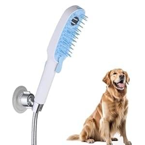 Dog Shower Attachment, Dog Shower Washing Wand with 4 Spray Settings, Pet Shower Kit with 8ft Flexible Hose, Holder and Diverter for Indoor & Outdoor