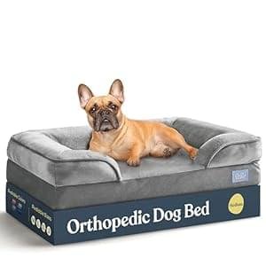 Orthopedic Sofa Dog Bed – Ultra Comfortable Dog Beds for Medium Dogs – Breathable & Waterproof Pet Bed- Egg Foam Sofa Bed with Extra Head and Neck Support – Removable Washable Cover & Nonslip Bottom.