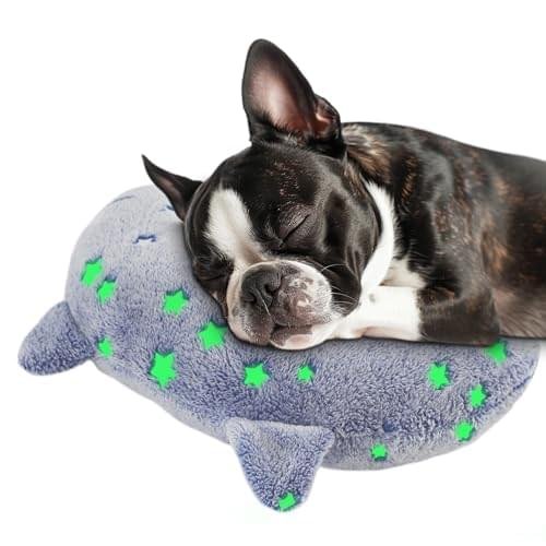 Dog Calming Pillow Glow in The Dark, Soft U-Shaped Pet Pillows for Dogs & Cats, Machine Washable, Dog Neck Pillow, Joint Relief, Better Sleep (Large, Blue)
