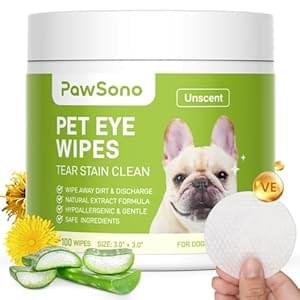 Eye Wipes for Dogs & Cats, Hypoallergenic Dog Eye Wipes Cleaner, Natural Cleaning Pet Wipes for Face Gently Remove Tear Stain, Eye Debris, Discharge, Mucus, Non-Irritating, Unscent, 100 PCS
