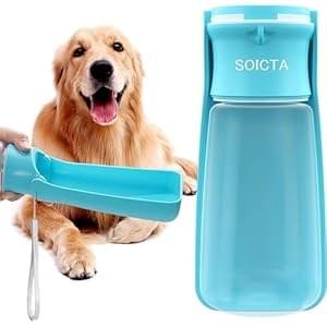 Portable Dog Water Bottle for Walking 19 OZ or 12 OZ Portable Pet Water Bottles for Puppy Small Medium Large Dogs Water Dispenser Dog Water Bowl Dog Accessories (19OZ Blue)