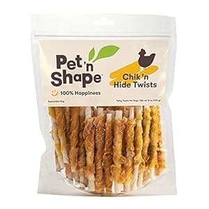 Pet ‘n Shape Chik ‘n Hide Twists – Chicken Wrapped Rawhide Natural Dog Treats, Small, 16 oz