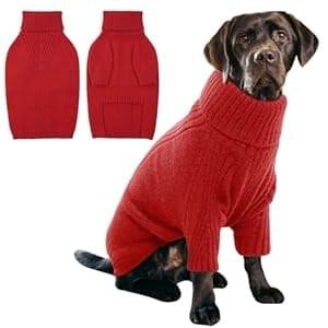 IECOii XXL Dog Sweater,Knit Big Dog Sweater Christmas,Pet Turtleneck Doggy Sweatshirt for Extra Large Dogs boy Girl,Large Size Dog Cold Weather Outfit English Bulldog Clothes for Winter,(Red XXL)