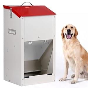 Galvanized Automatic Dog Feeder Large Breed Dog Food Dispenser for Large Dogs, 25lbs Outdoor Pets Feeder Gravity Food Feeder