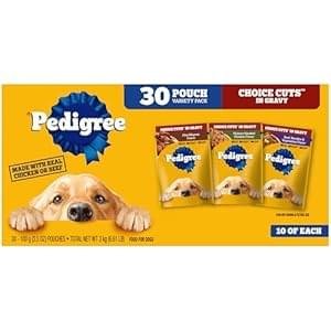 Pedigree Choice Cuts In Gravy Adult Soft Wet Dog Food 30-Count Variety Pack, 3.5 oz. Pouches