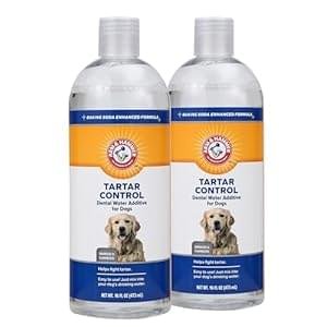 Arm & Hammer for Pets Dental Water Additive for Dogs, Tartar Control | Dog Dental Care Reduces Plaque & Tartar Buildup Without Brushing | Odorless and Flavorless, 16 Fl Ounces – 2 Pack