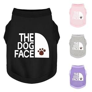 Personality Canine Attire: Soft, Lightweight Cotton Dog Clothes with ‘The Dog Face’ Print. Small and Medium Breeds, Perfect for Everyday Wear, Comfortable and Breathable Dog Shirt Black M