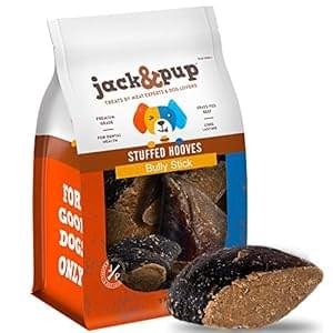 Jack&Pup Filled Cow Hooves for Dogs (5 Pack) Cow Hoofs for Dogs | Natural Dog Chews, Filled Dog Bones (Bully Stick Flavor)