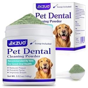Dog Teeth Cleaning Powder – Dog Dental Powder – Dog Breath Freshener – Targets Tartar & Reduces Plaque & Bad Breath – Teeth Cleaning Made Easy Eliminate – Formulated for Small, Medium, Large Dogs