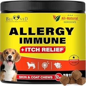 Dog Anti Itch & Allergy Relief Chews – Dry Itchy Skin & Hot Spot Treatment with Probiotic, Omega 3 Oil- Immune Supplement & Seasonal Allergies Medicine for Dogs, Puppy