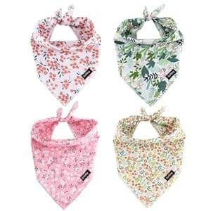 Summer Spring Dog Bandanas-4PCS Pink Green Orange Floral Printing Dog Scarf Bib Kerchief Breed for Girl Dogs Large Medium Pets Gift