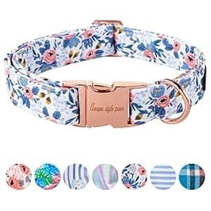 Unique Style Paws Dog Collar With Metal Buckle – Red Rose Flower Gift, Durable Cute for Small Medium Large Boys Girls Dogs