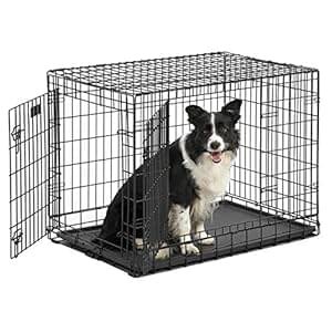 MidWest Homes for Pets Ultima Pro Series 36′ Dog Crate | Extra-Strong Double Door Folding Metal Dog Crate w/Divider Panel, Floor Protecting ‘Roller Feet’ & Leak-Proof Plastic Pan
