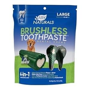 ARK NATURALS Brushless Toothpaste, Dog Dental Chews for Large Breeds, Freshens Breath, Helps Reduce Plaque & Tartar, 18oz, 1 Pack