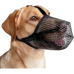 Mayerzon Dog Muzzle, Patented Mesh Muzzles for Small Medium Large Dogs, Soft Covered Mouth Guard with Adjustable Straps, Prevent Biting Chewing and Licking
