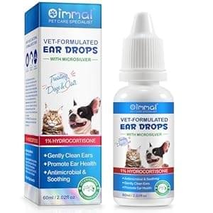 Dog & Cat Ear Infection Treatment Drops, Pets Ear Cleaning Drops with 1% Hydrocortisone for Dog & Cats Yeast Infection, Itchy Ear Relief, Pet Ear Care Supplies for Dogs & Cats -2fl oz