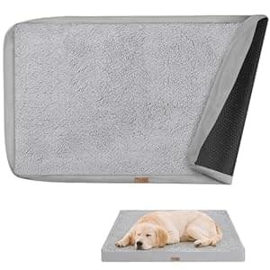 Dog Bed Cover, Washable Replacement Large Dog Bed Sheet with 3-Sided Continuous Zipper, Waterproof Liner, Soft Plush, Pet Mattress Fluffy Protector, 36x27x3 inch – L, Cover Only Grey