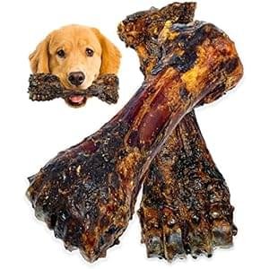 Liver Coated Dog Bones for Aggressive Chewers, Chew Bone for Large Dogs, Beef Shin Large Bone, Long Lasting Dog Bones, 2 Pack