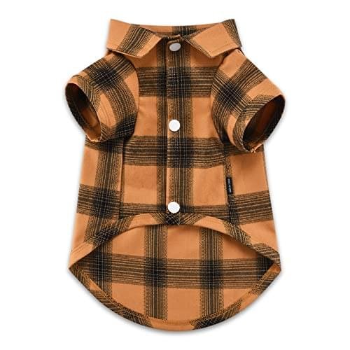 Koneseve Dog Shirt Plaid Dog Clothes for Small Dogs Boy Girl Cat Clothes Soft Puppy Outfit Adorable Pet T-Shirts Kitten Grid Costume Apparel Thanksgiving Christmas Clothing (Yellow; XS/Extra Small)