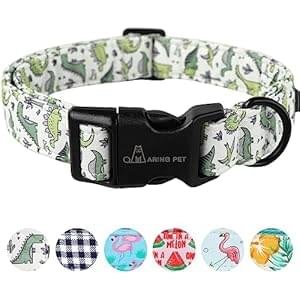 ARING PET Dinosaur Dog Collar-Cute Dog Collar for Small Dogs, Adjustable Comfortable Cotton Boy Dog Collars for Small Medium Large Dogs, Small