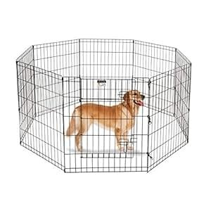 Dog Playpen – Foldable Metal Exercise Puppy Play Pen with 8 24x30in Panels – Indoor/Outdoor Pen with Door for Dogs, Cats or Small Animals by PETMAKER