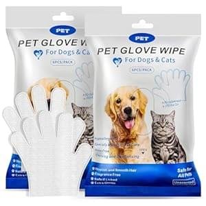 Pet Glove Washing Wipes for Dogs and Cats,Dog and Cat Cleaning Grooming Wipes for Fur,Paws and Butt,Save and Non Irritating,12 Pcs